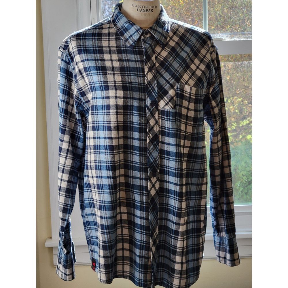 Hawk 42820-05 Cotton Flannel Men's LG plaid with white and light blue/navy plaid
